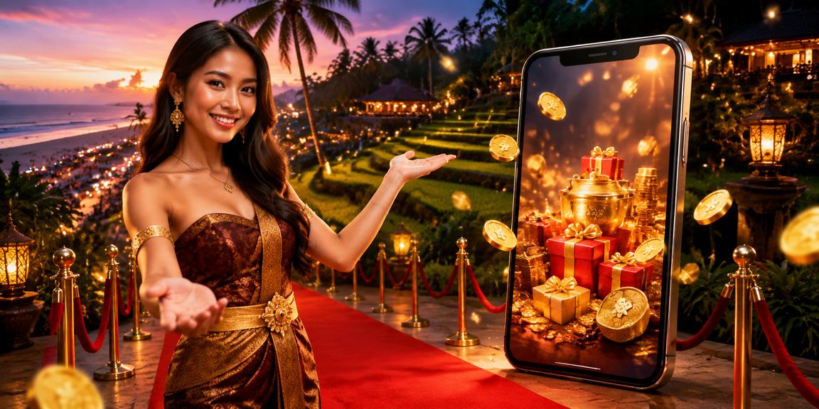 Pengguna baru mendapatkan bonus registrasi di tepi pantai sambil menggunakan ponsel
