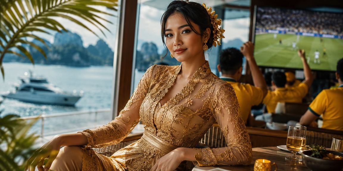 Pengguna menikmati kopi sambil memeriksa bonus deposit di laptop di kafe Vietnam