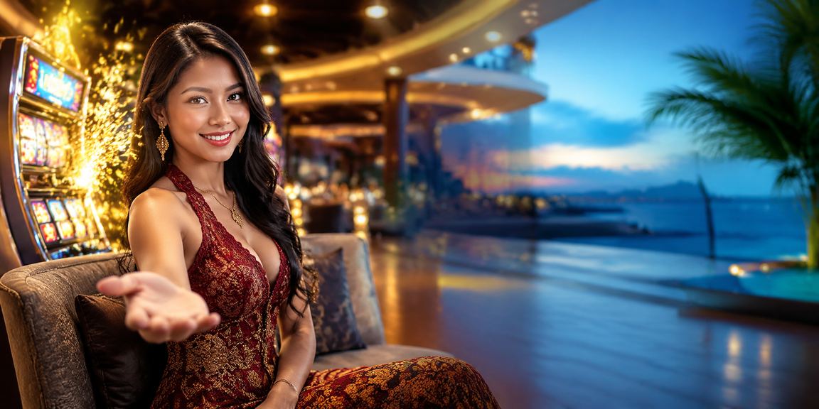 Mesin slot modern dengan tampilan neon dan lampu berwarna