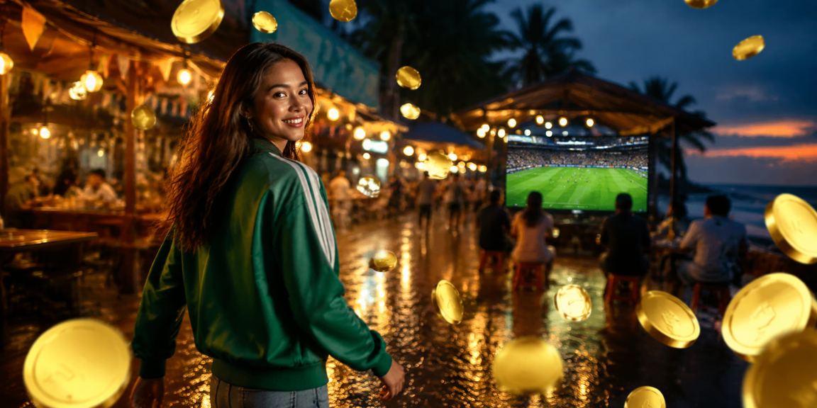 Pemandangan malam pasar tradisional dengan layar taruhan bola yang ramai pengunjung